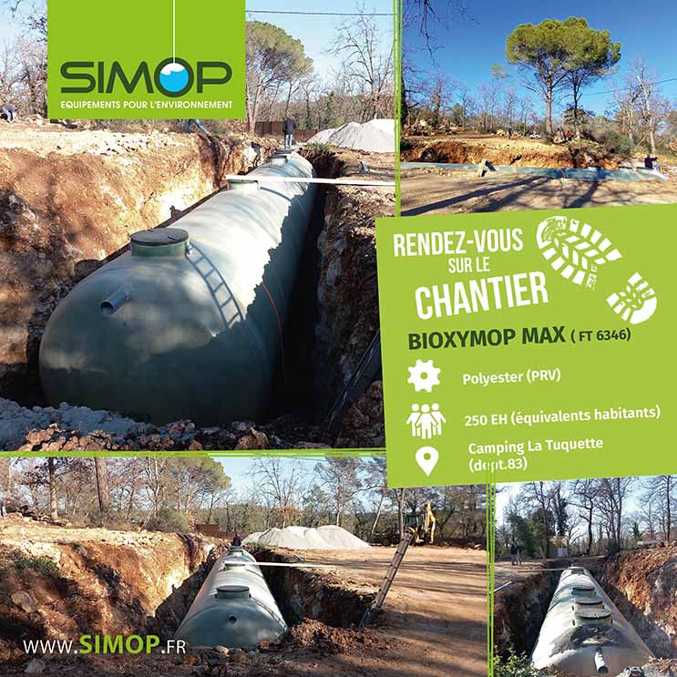 Chantier : Microstation BIOXYMOP MAX 250EH au camping la Tuquette (83)